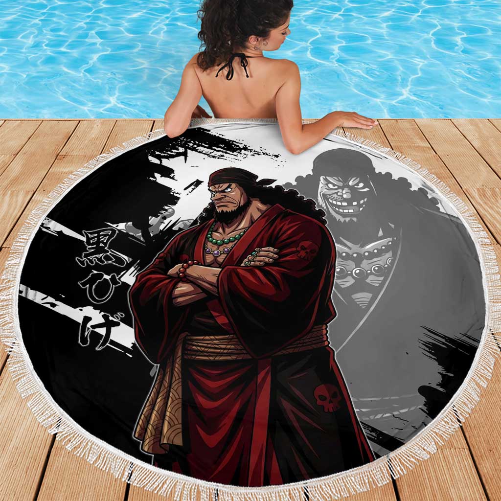 One Piece Blackbeard Beach Blanket Dark Emperor Ink Splash Graphic