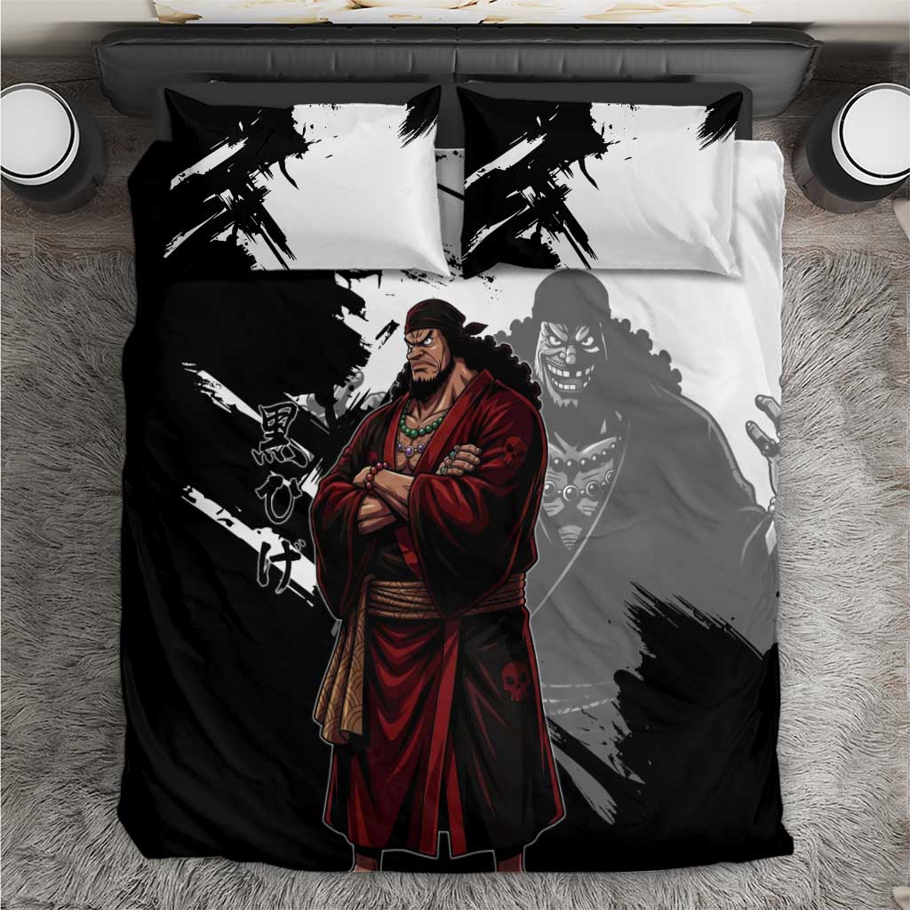 One Piece Blackbeard Bedding Set Dark Emperor Ink Splash Graphic
