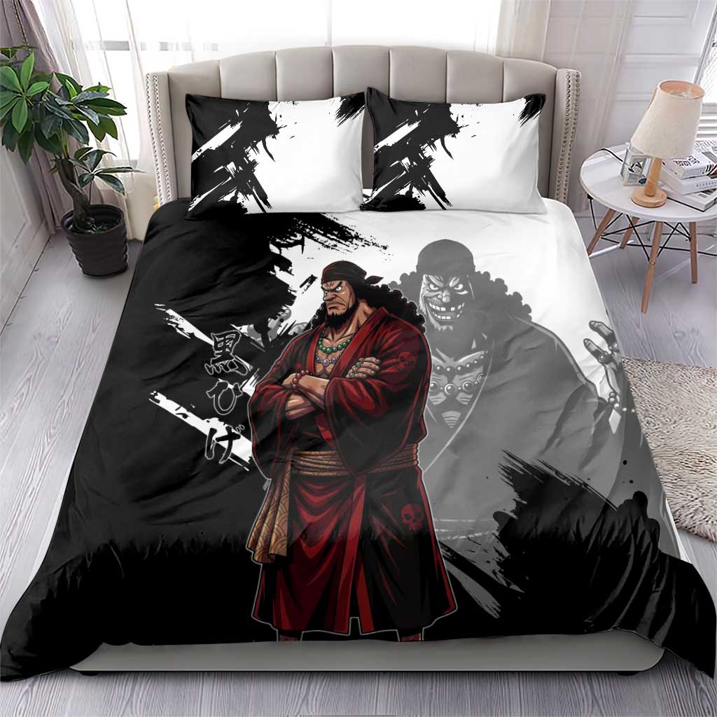 One Piece Blackbeard Bedding Set Dark Emperor Ink Splash Graphic
