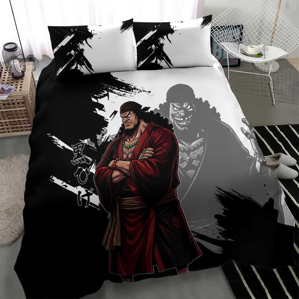 One Piece Blackbeard Bedding Set Dark Emperor Ink Splash Graphic