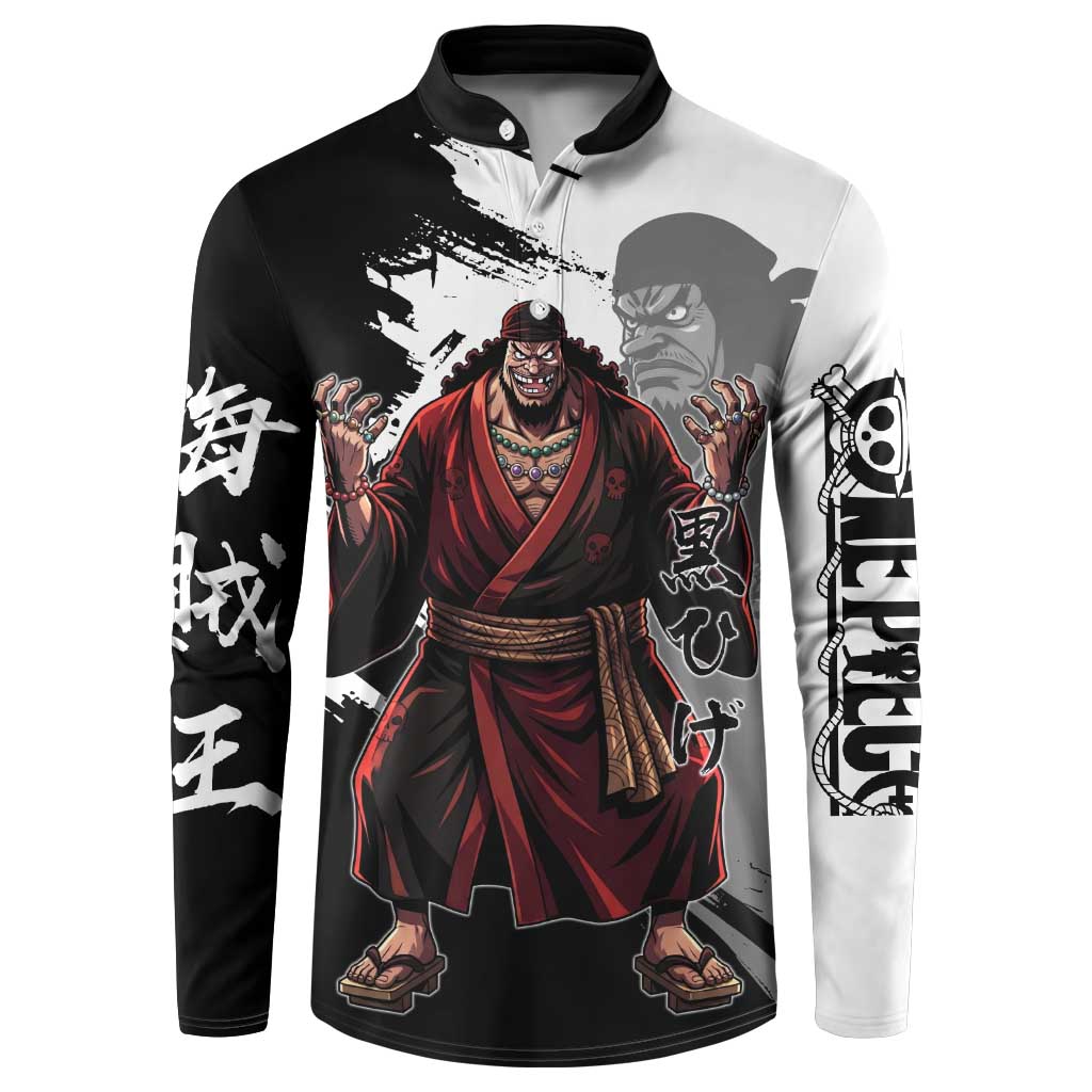 One Piece Blackbeard Button Sweatshirt Dark Emperor Ink Splash Graphic