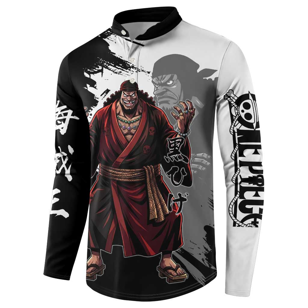 One Piece Blackbeard Button Sweatshirt Dark Emperor Ink Splash Graphic