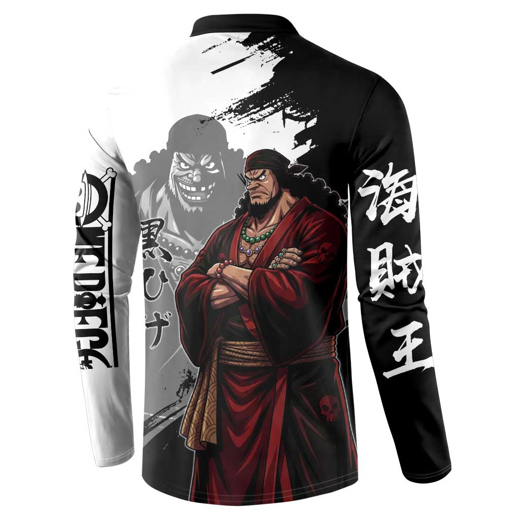 One Piece Blackbeard Button Sweatshirt Dark Emperor Ink Splash Graphic