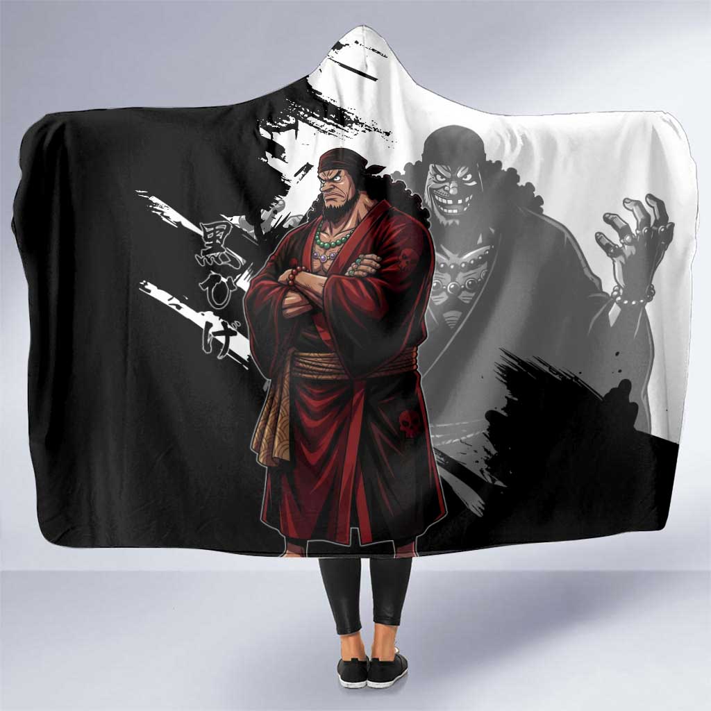 One Piece Blackbeard Hooded Blanket Dark Emperor Ink Splash Graphic