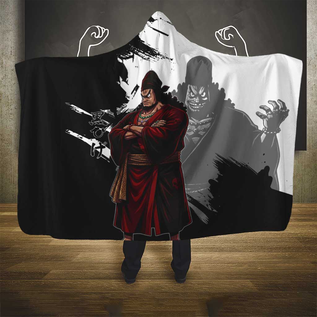 One Piece Blackbeard Hooded Blanket Dark Emperor Ink Splash Graphic
