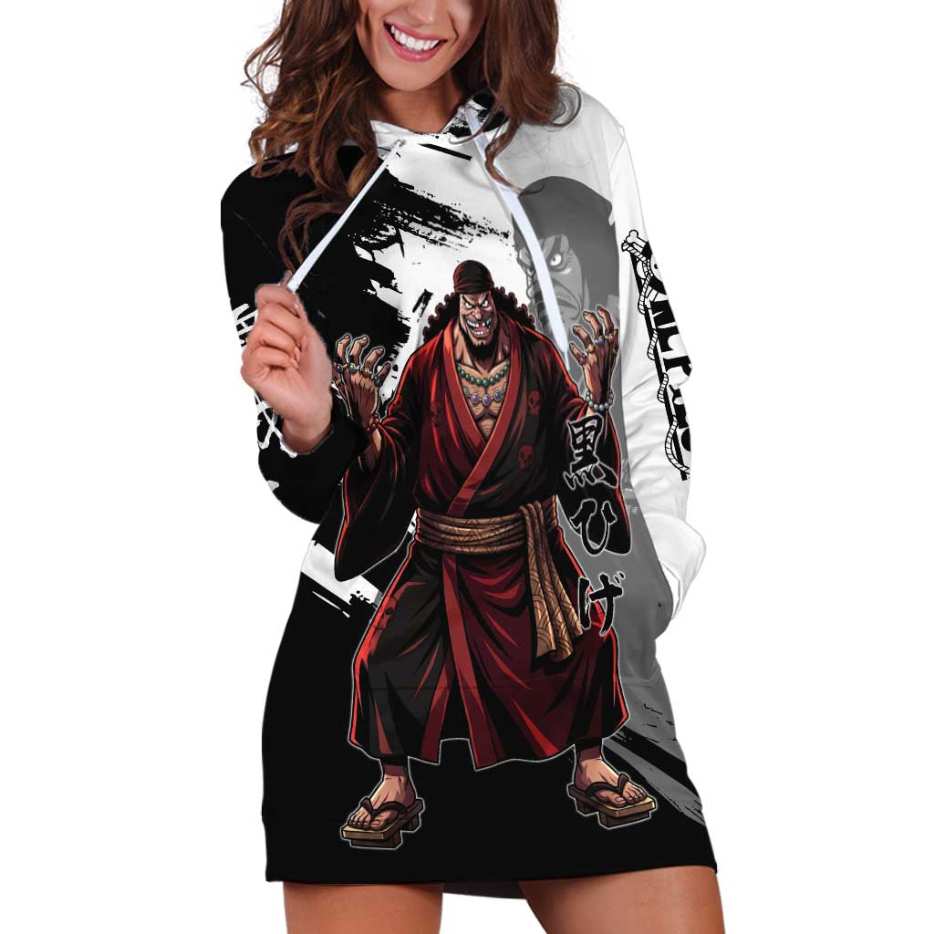 One Piece Blackbeard Hoodie Dress Dark Emperor Ink Splash Graphic