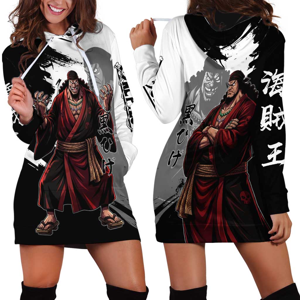 One Piece Blackbeard Hoodie Dress Dark Emperor Ink Splash Graphic