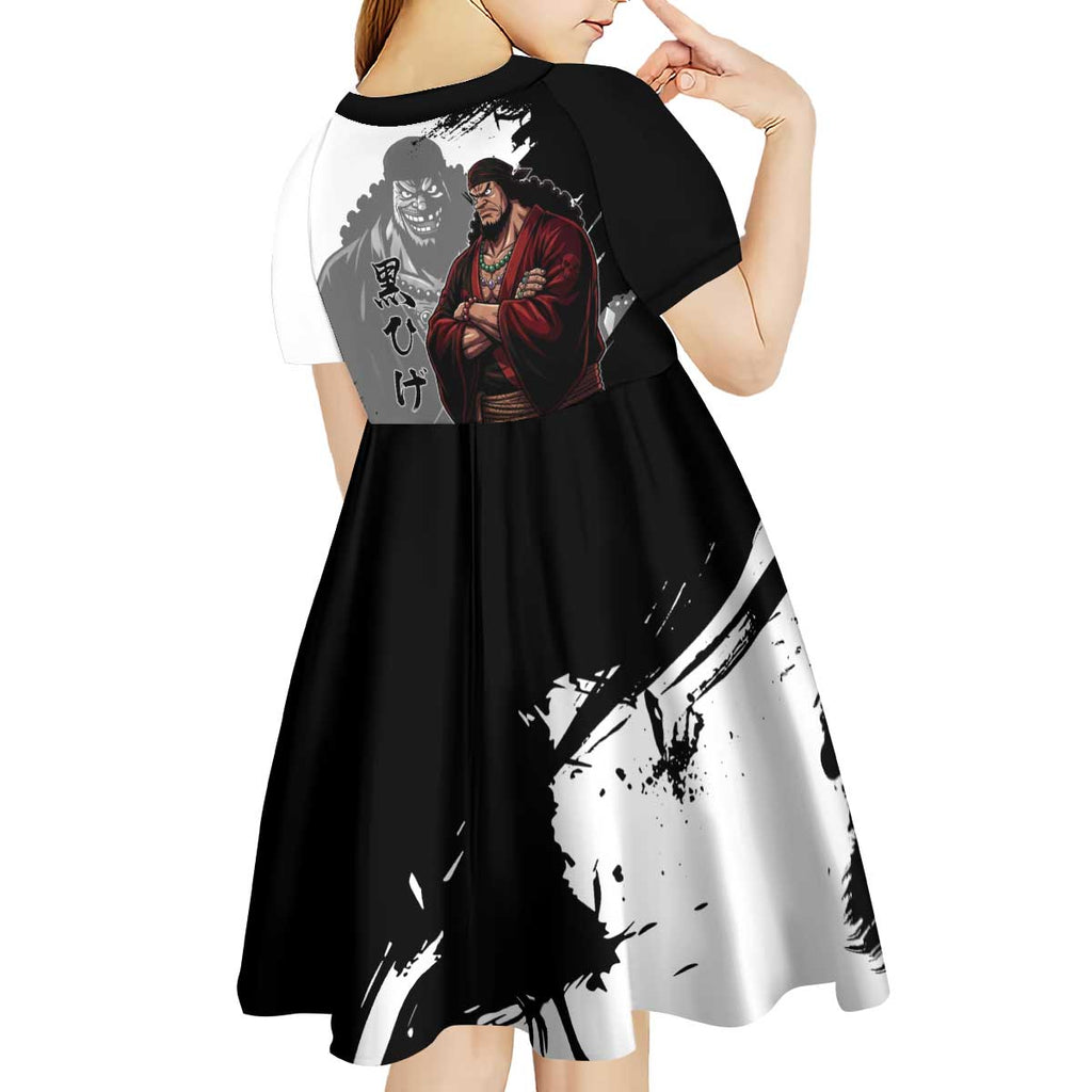One Piece Blackbeard Kid Short Sleeve Dress Dark Emperor Ink Splash Graphic