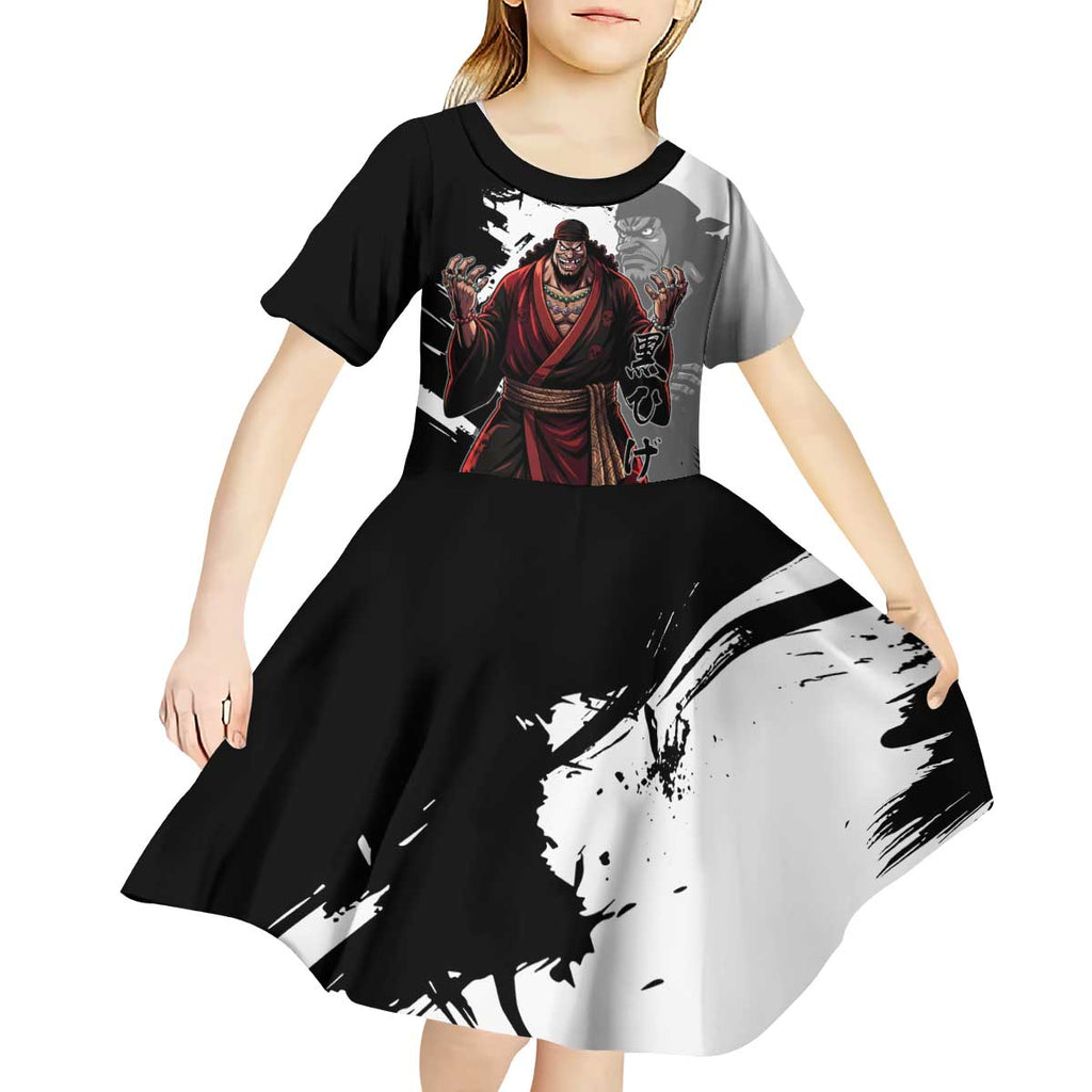 One Piece Blackbeard Kid Short Sleeve Dress Dark Emperor Ink Splash Graphic