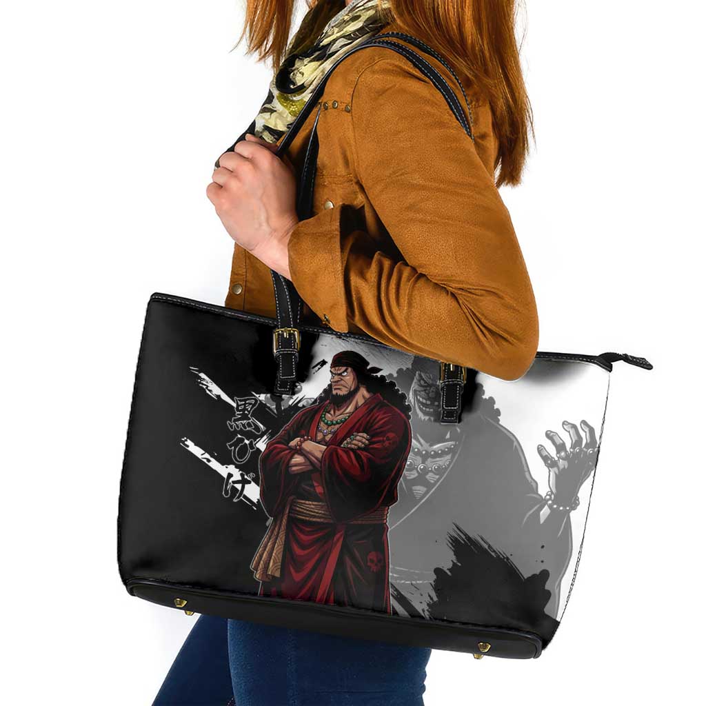 One Piece Blackbeard Leather Tote Bag Dark Emperor Ink Splash Graphic