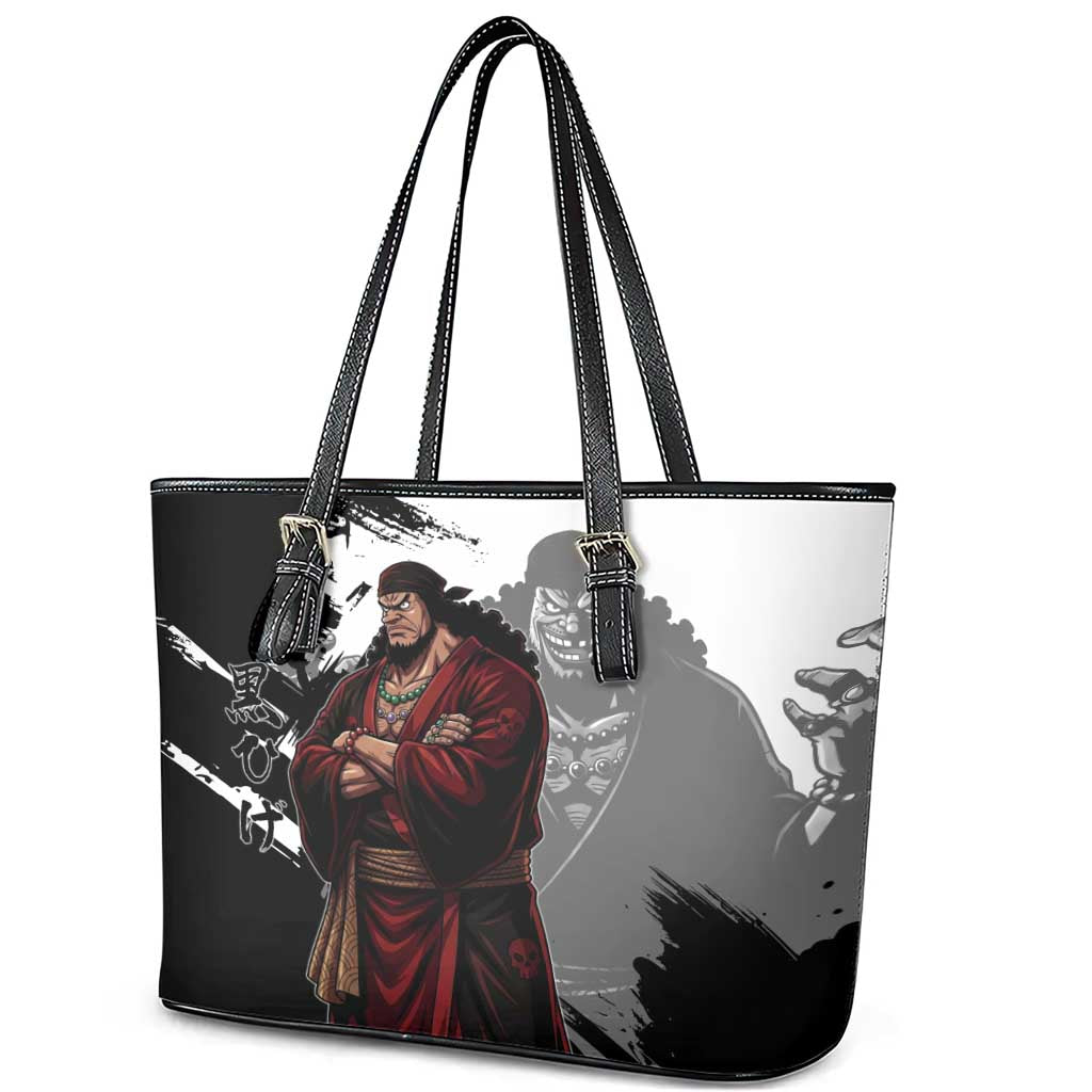One Piece Blackbeard Leather Tote Bag Dark Emperor Ink Splash Graphic