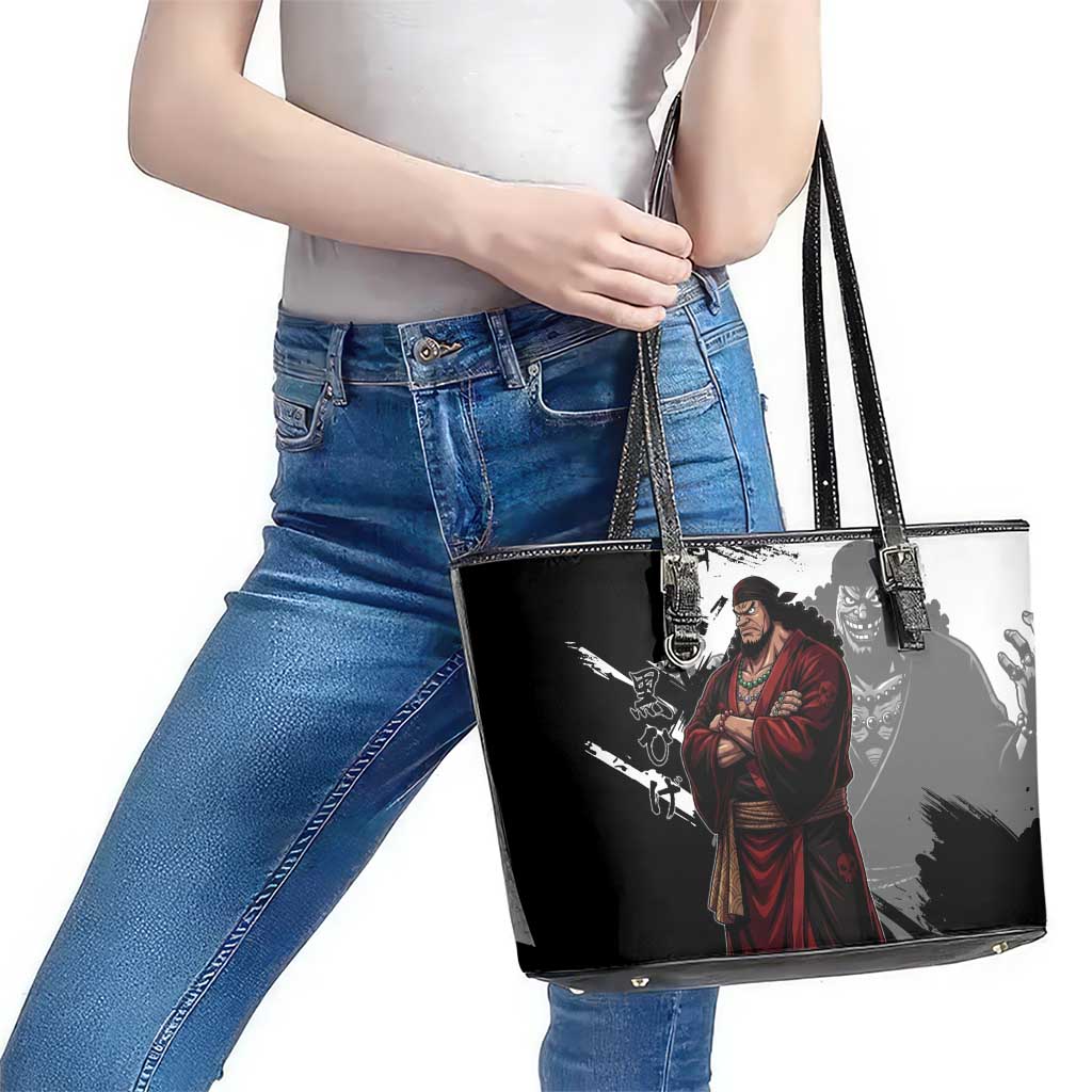 One Piece Blackbeard Leather Tote Bag Dark Emperor Ink Splash Graphic