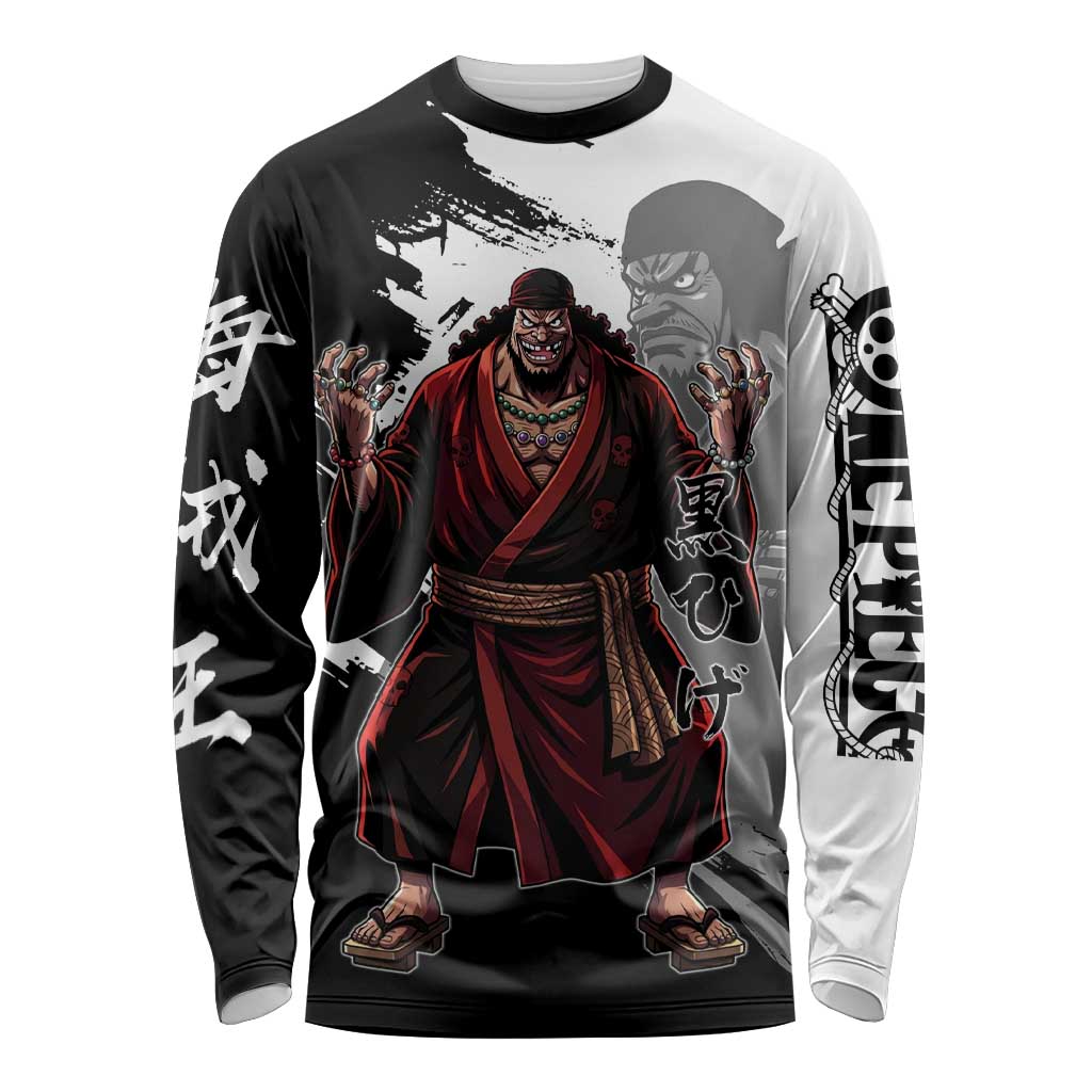 One Piece Blackbeard Long Sleeve Shirt Dark Emperor Ink Splash Graphic