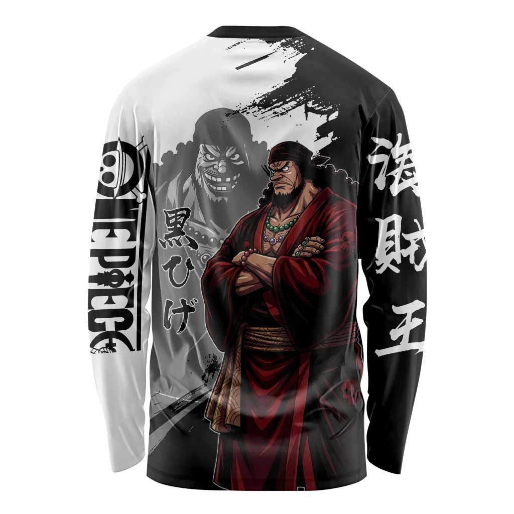 One Piece Blackbeard Long Sleeve Shirt Dark Emperor Ink Splash Graphic