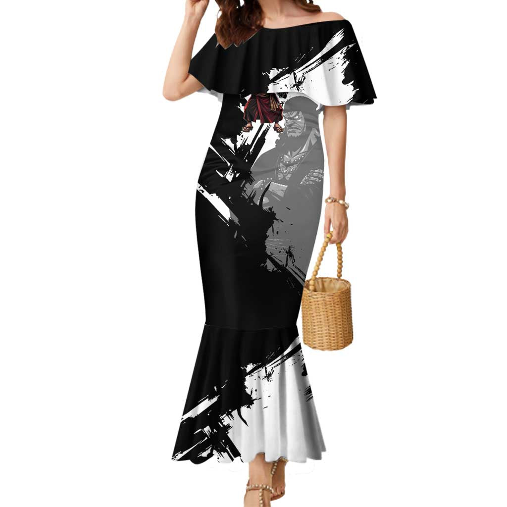 One Piece Blackbeard Mermaid Dress Dark Emperor Ink Splash Graphic