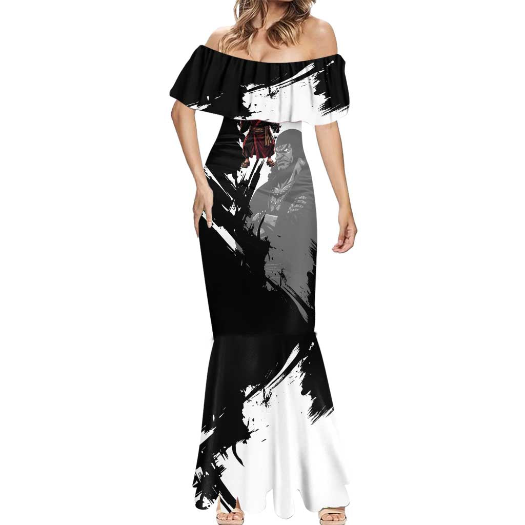 One Piece Blackbeard Mermaid Dress Dark Emperor Ink Splash Graphic