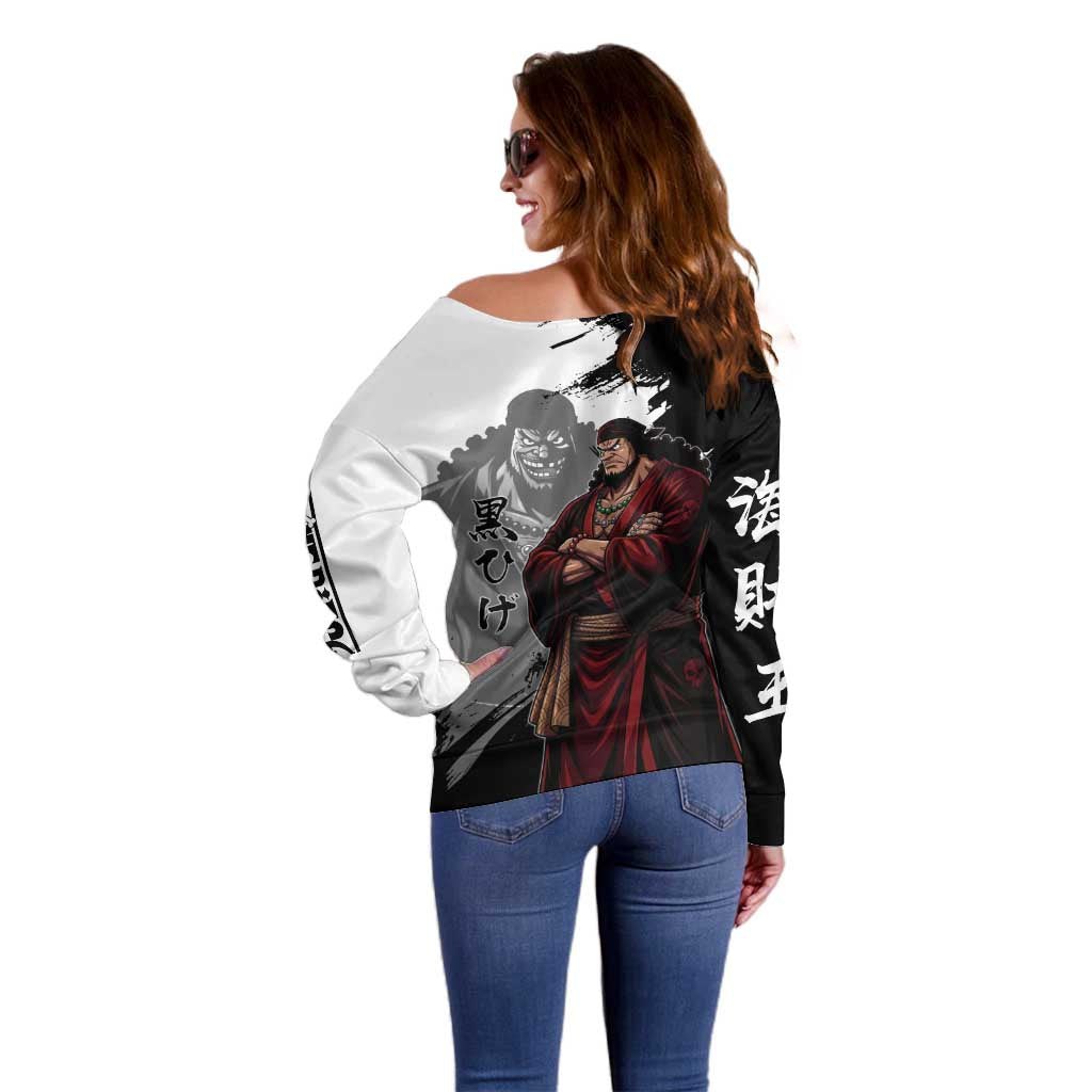 One Piece Blackbeard Off Shoulder Sweater Dark Emperor Ink Splash Graphic