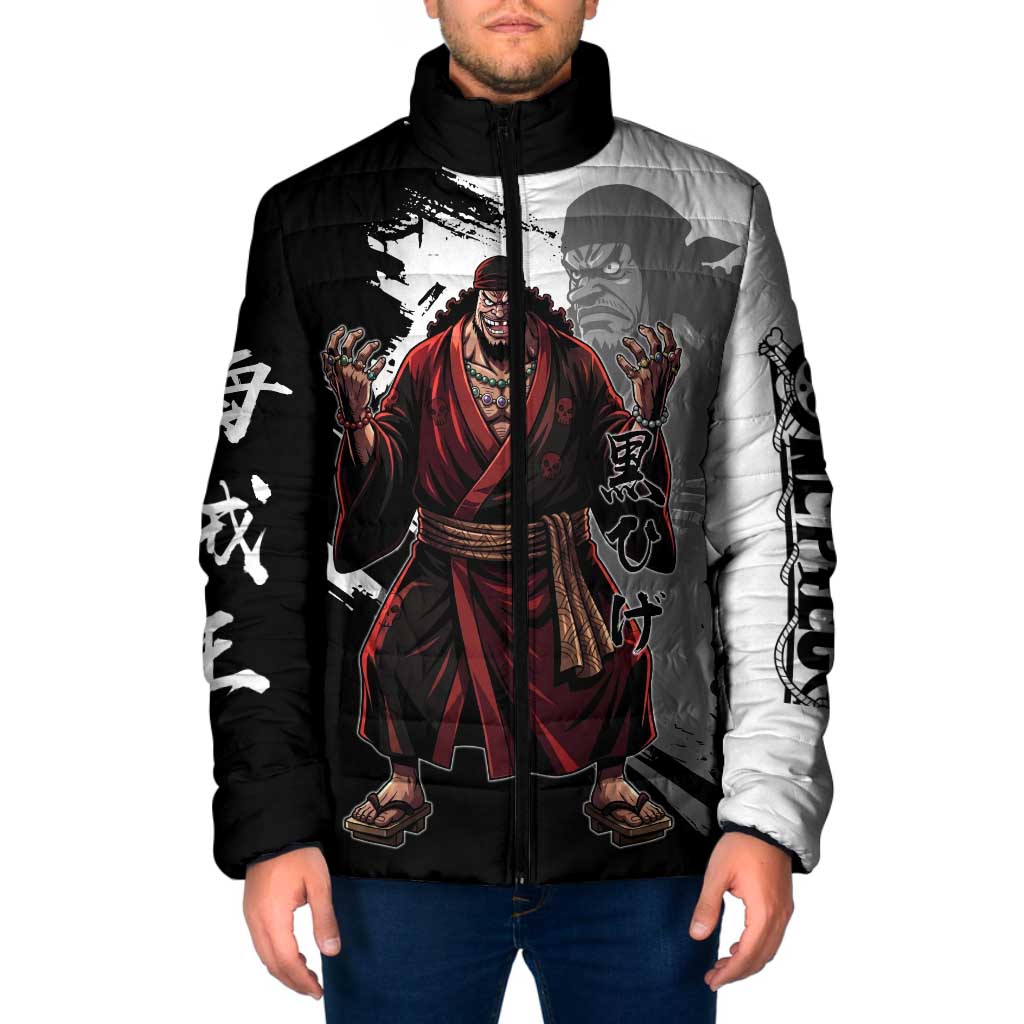 One Piece Blackbeard Padded Jacket Dark Emperor Ink Splash Graphic