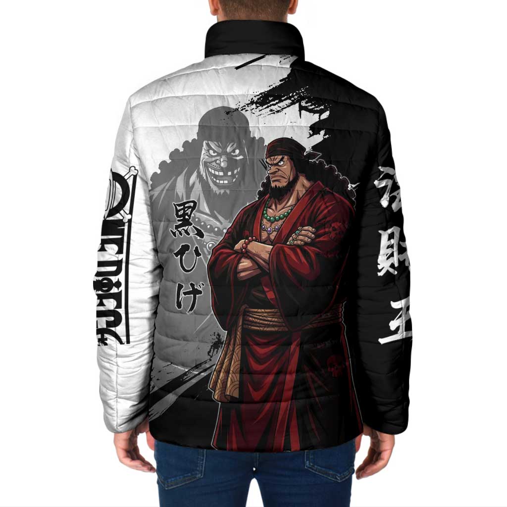 One Piece Blackbeard Padded Jacket Dark Emperor Ink Splash Graphic