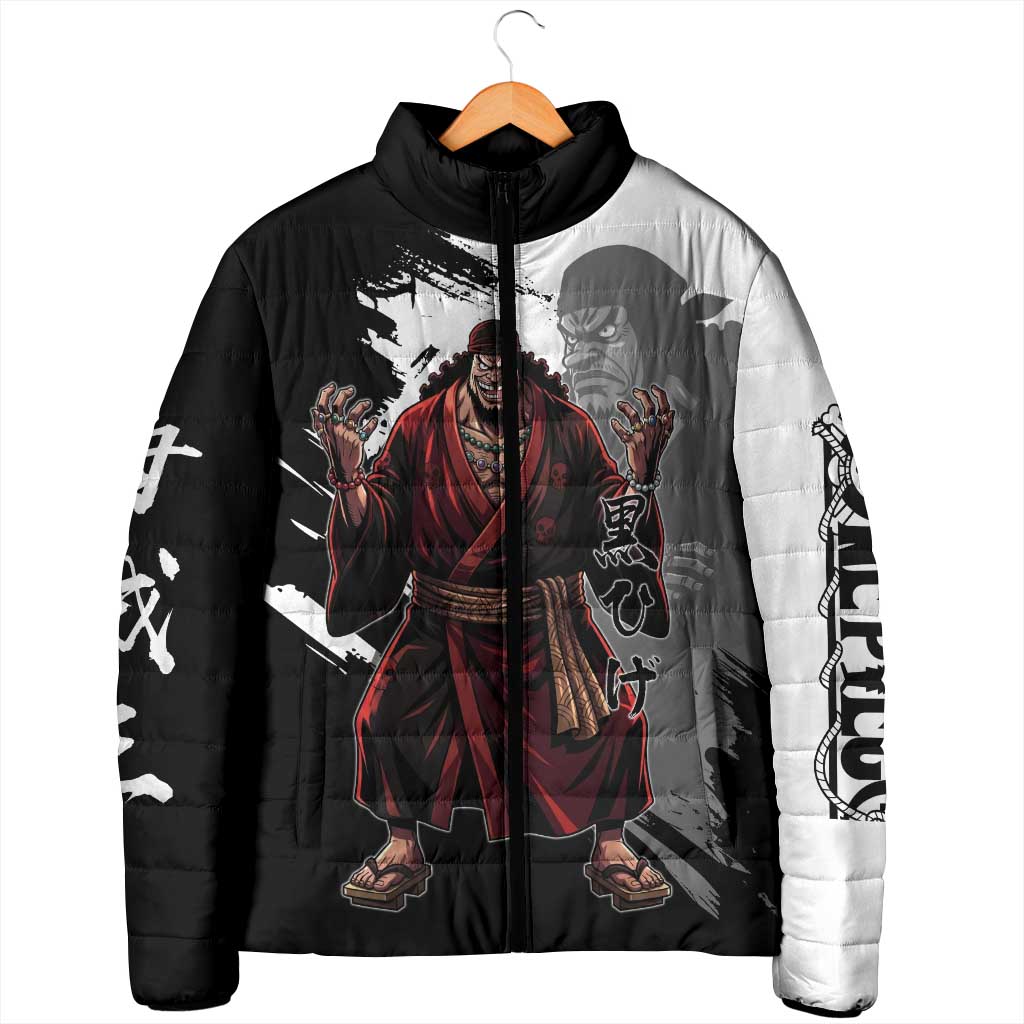 One Piece Blackbeard Padded Jacket Dark Emperor Ink Splash Graphic