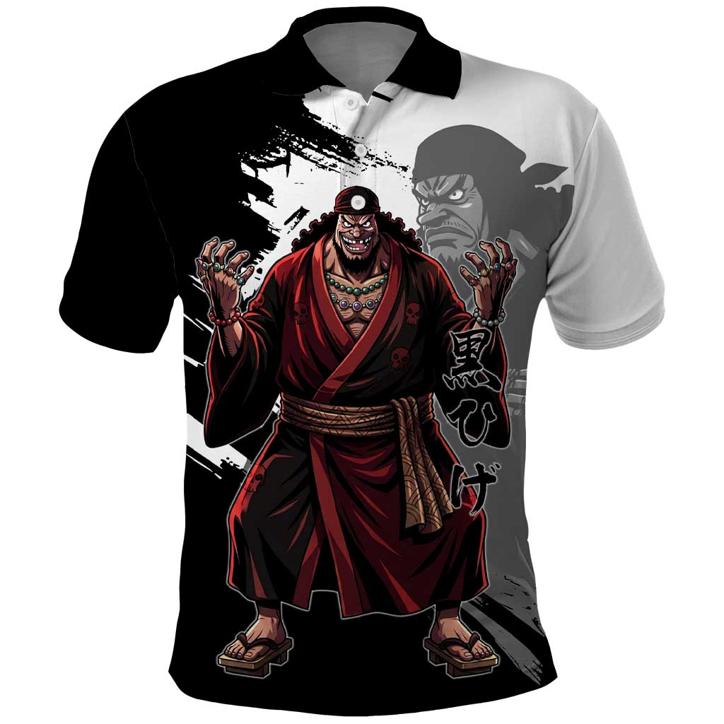 One Piece Blackbeard Polo Shirt Dark Emperor Ink Splash Graphic