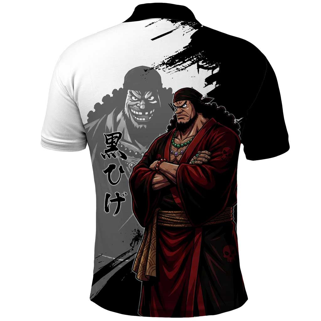 One Piece Blackbeard Polo Shirt Dark Emperor Ink Splash Graphic
