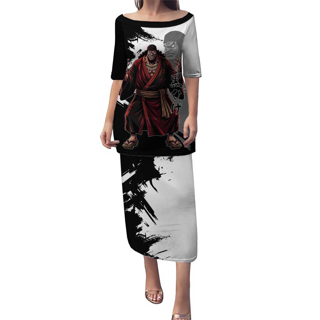 One Piece Blackbeard Puletasi Dark Emperor Ink Splash Graphic