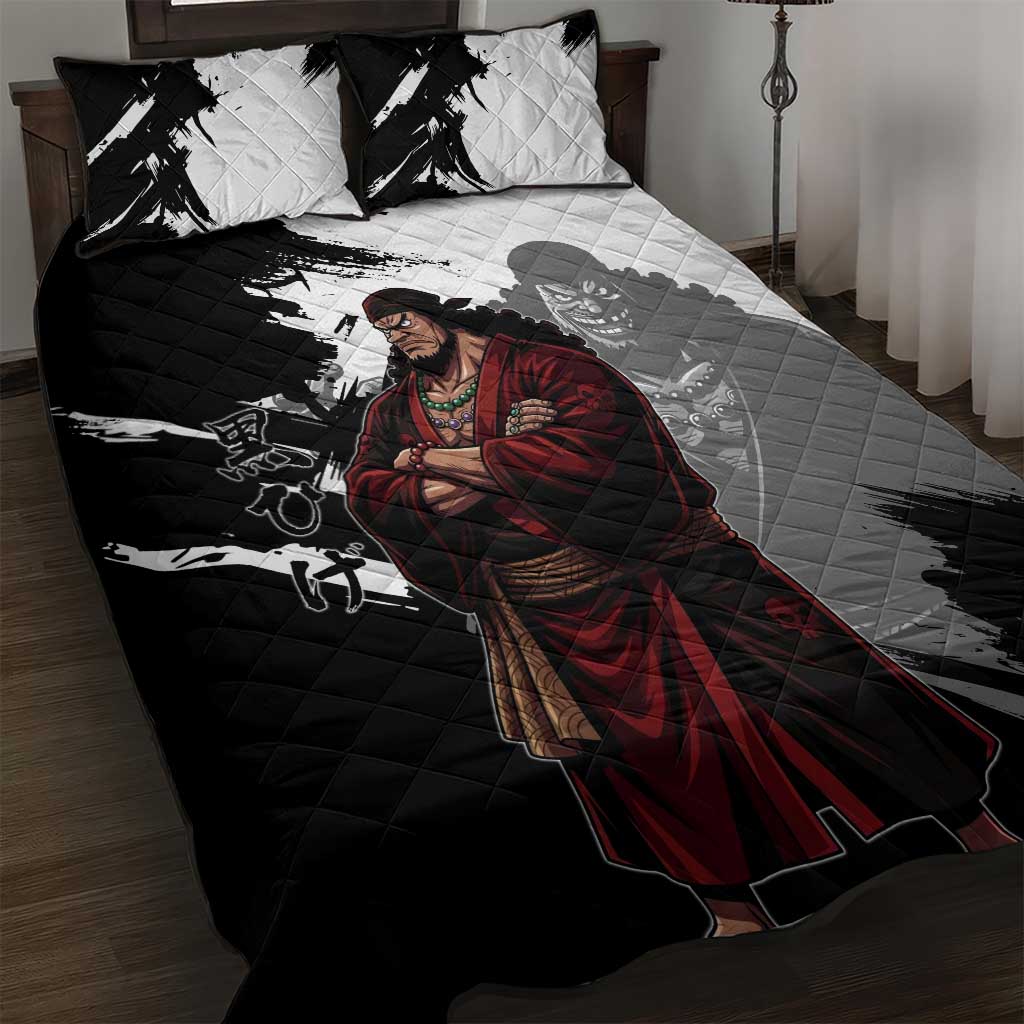 One Piece Blackbeard Quilt Bed Set Dark Emperor Ink Splash Graphic
