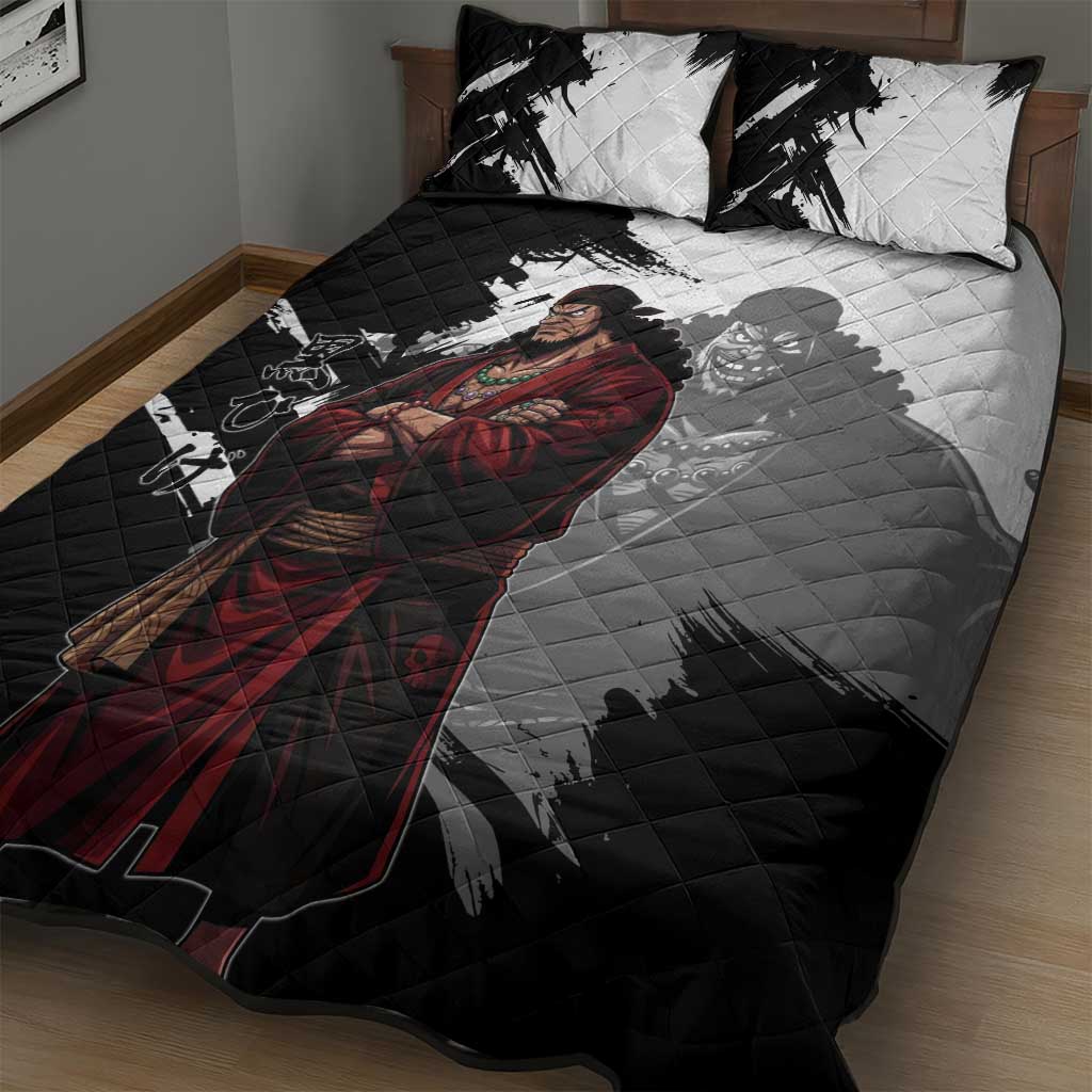 One Piece Blackbeard Quilt Bed Set Dark Emperor Ink Splash Graphic