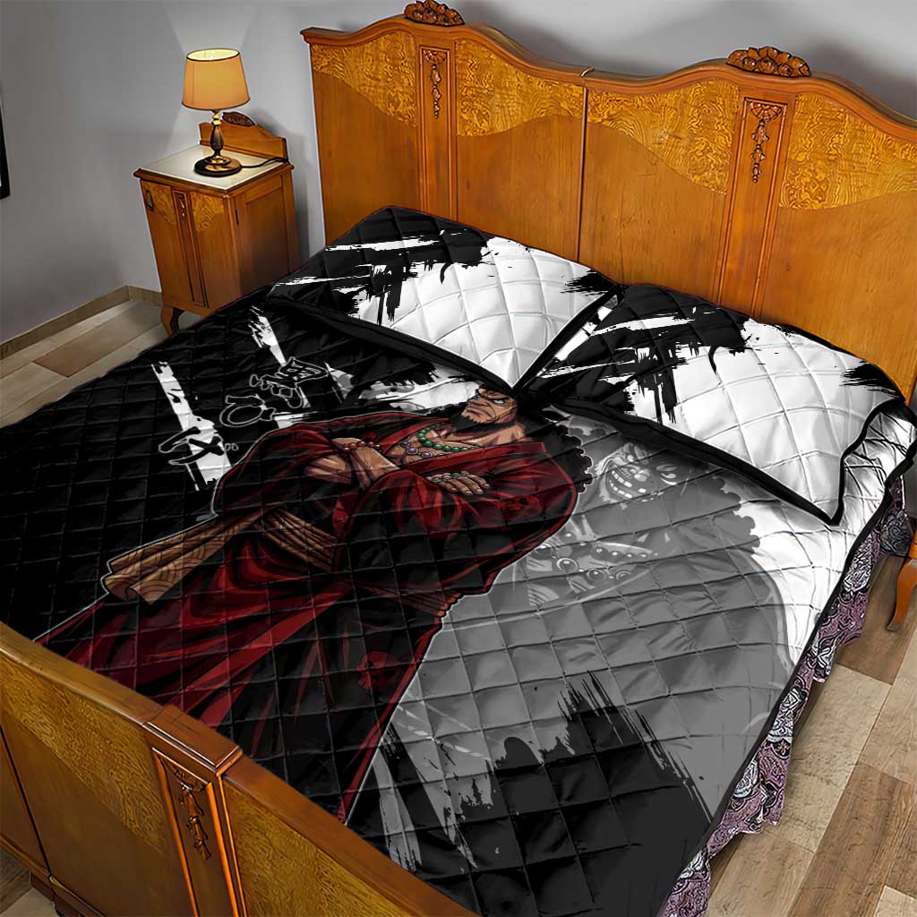 One Piece Blackbeard Quilt Bed Set Dark Emperor Ink Splash Graphic