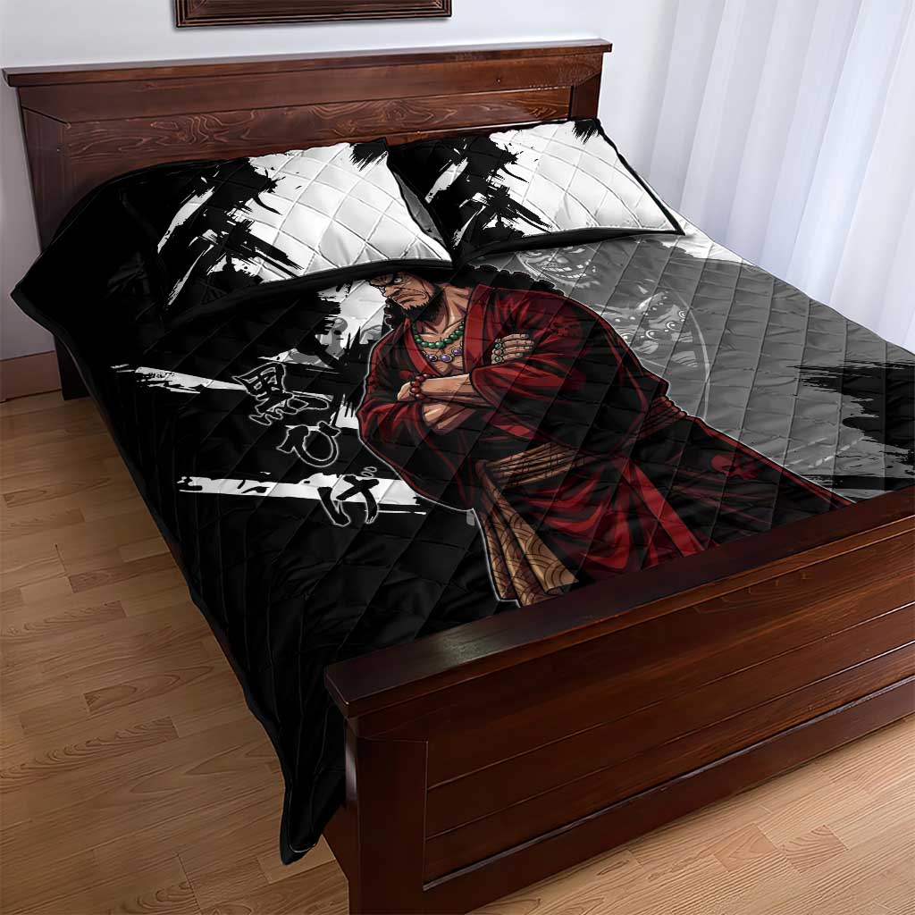 One Piece Blackbeard Quilt Bed Set Dark Emperor Ink Splash Graphic