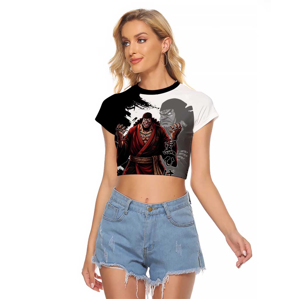 One Piece Blackbeard Raglan Cropped T Shirt Dark Emperor Ink Splash Graphic