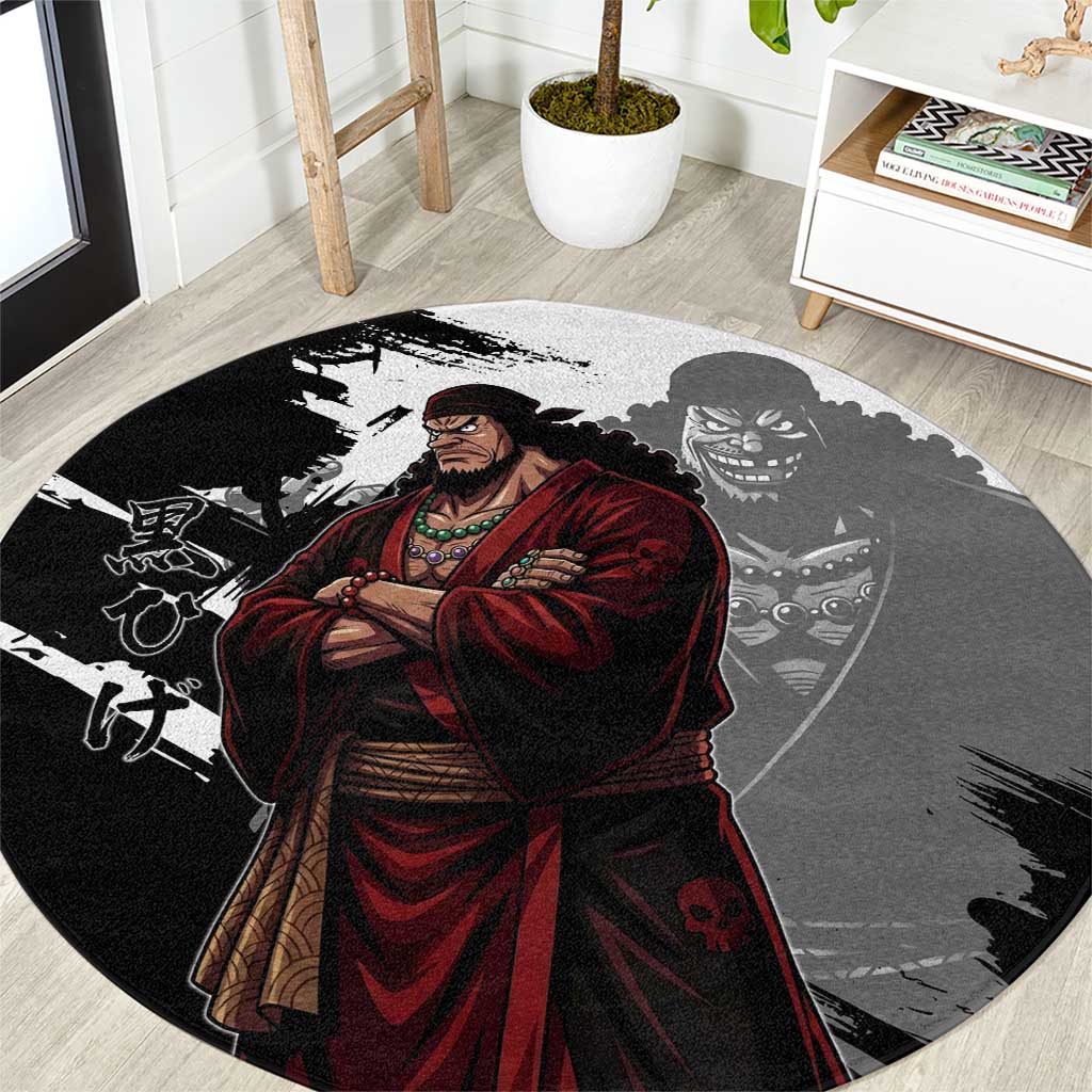 One Piece Blackbeard Round Carpet Dark Emperor Ink Splash Graphic