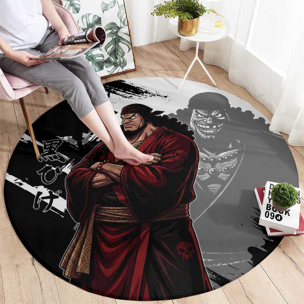 One Piece Blackbeard Round Carpet Dark Emperor Ink Splash Graphic