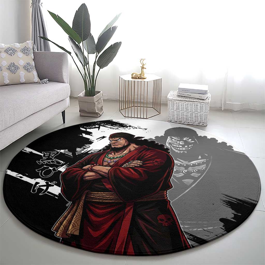 One Piece Blackbeard Round Carpet Dark Emperor Ink Splash Graphic