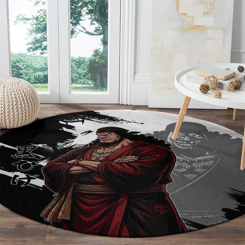 One Piece Blackbeard Round Carpet Dark Emperor Ink Splash Graphic