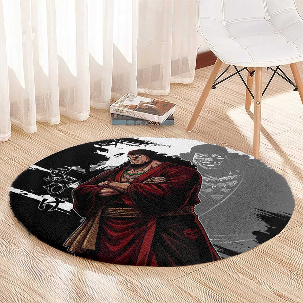 One Piece Blackbeard Round Carpet Dark Emperor Ink Splash Graphic