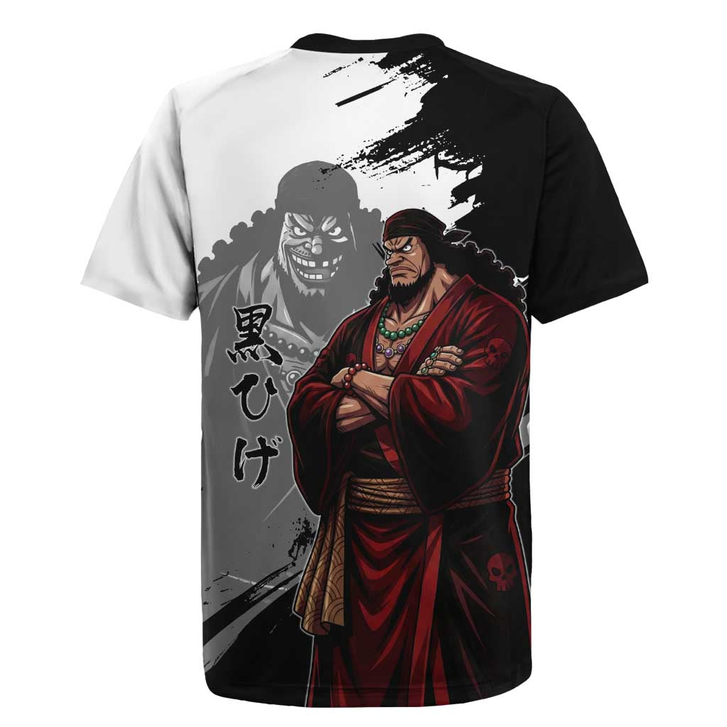 One Piece Blackbeard Rugby Jersey Dark Emperor Ink Splash Graphic