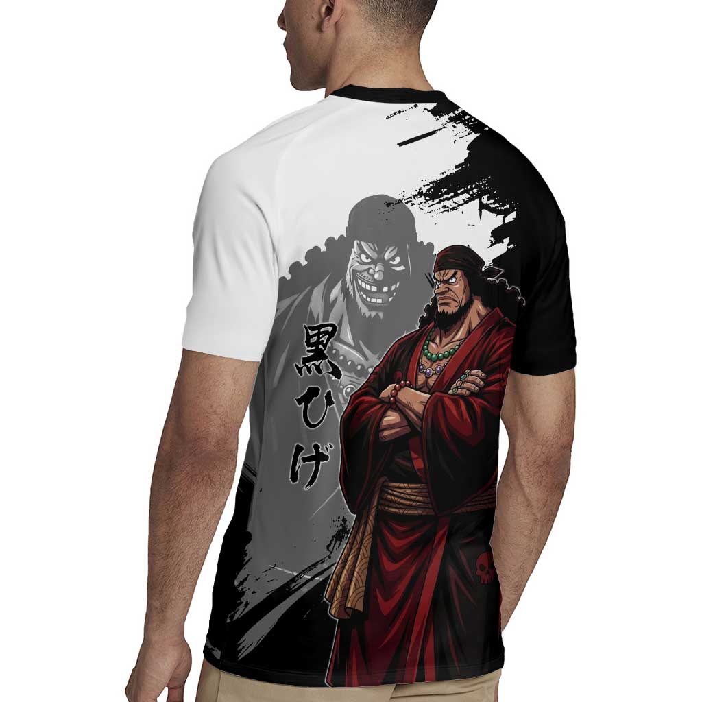 One Piece Blackbeard Rugby Jersey Dark Emperor Ink Splash Graphic