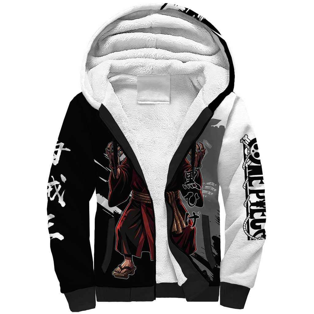 One Piece Blackbeard Sherpa Hoodie Dark Emperor Ink Splash Graphic