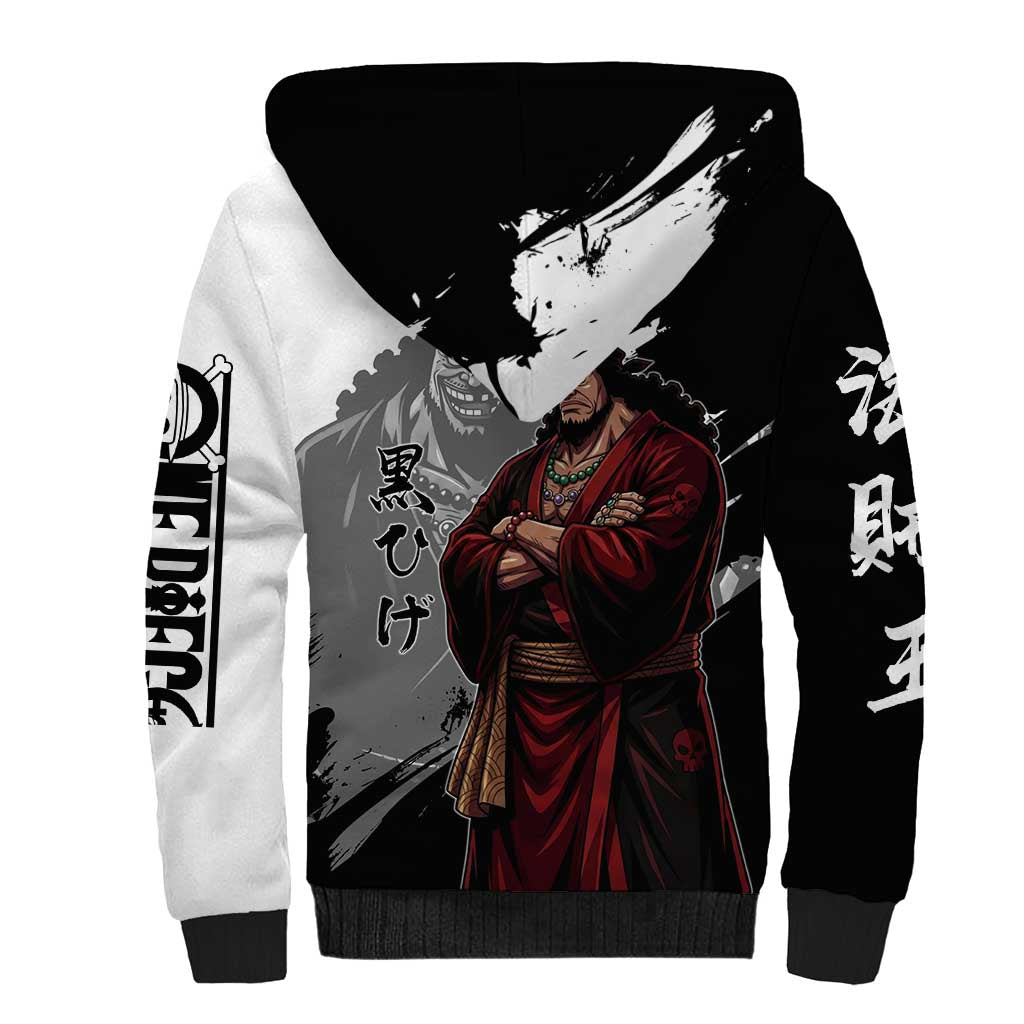 One Piece Blackbeard Sherpa Hoodie Dark Emperor Ink Splash Graphic