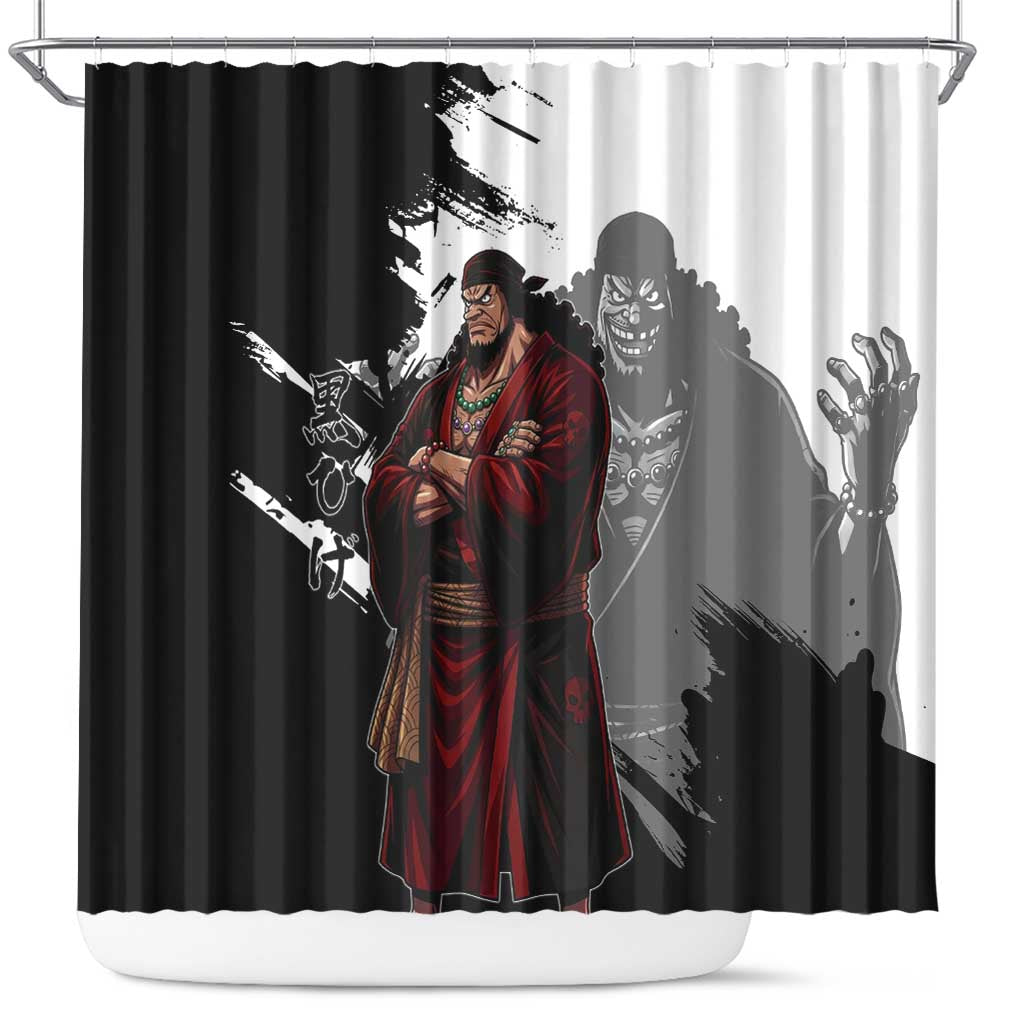 One Piece Blackbeard Shower Curtain Dark Emperor Ink Splash Graphic