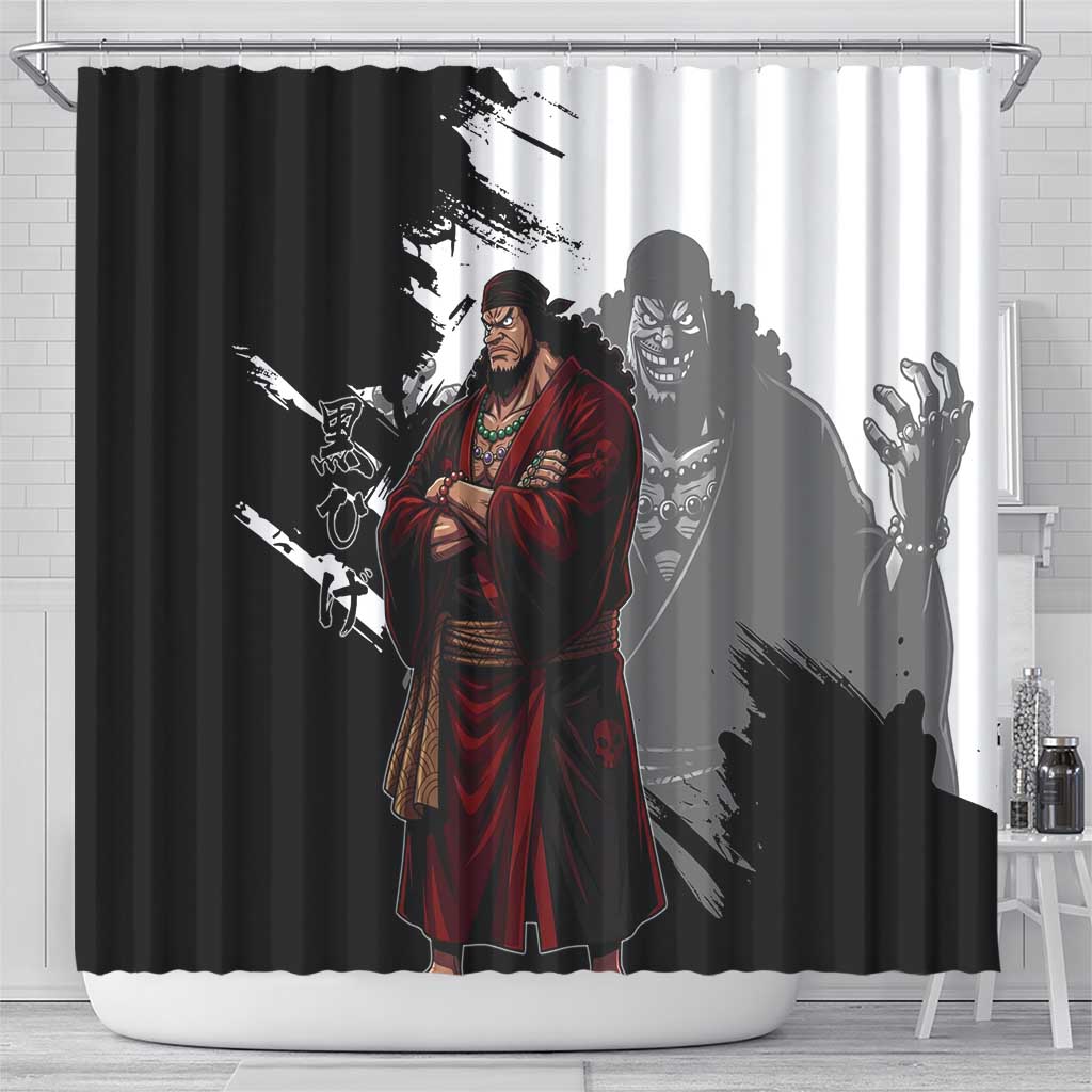 One Piece Blackbeard Shower Curtain Dark Emperor Ink Splash Graphic