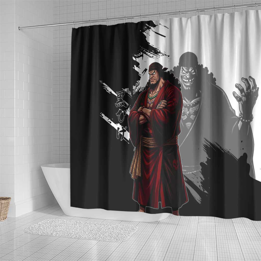 One Piece Blackbeard Shower Curtain Dark Emperor Ink Splash Graphic