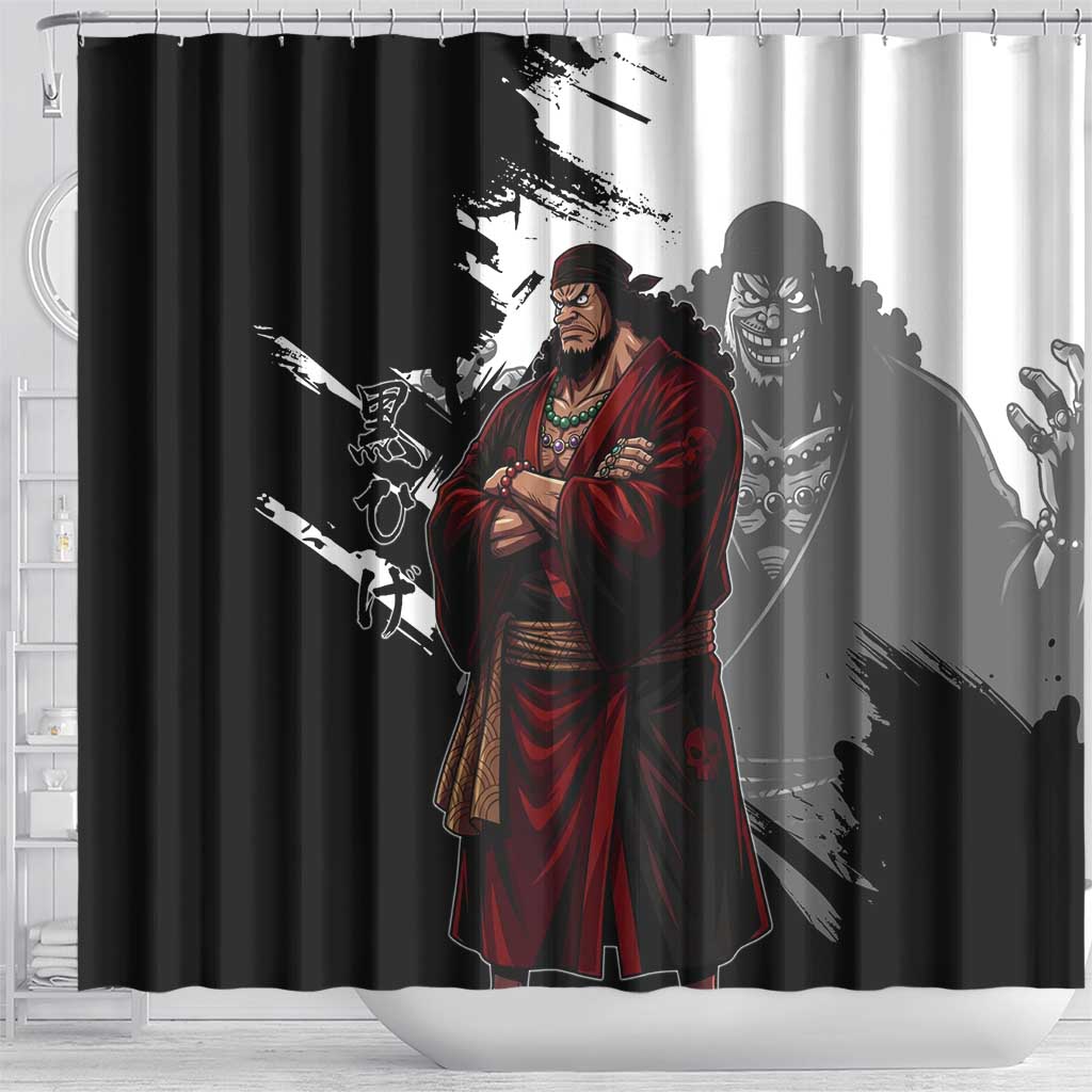 One Piece Blackbeard Shower Curtain Dark Emperor Ink Splash Graphic