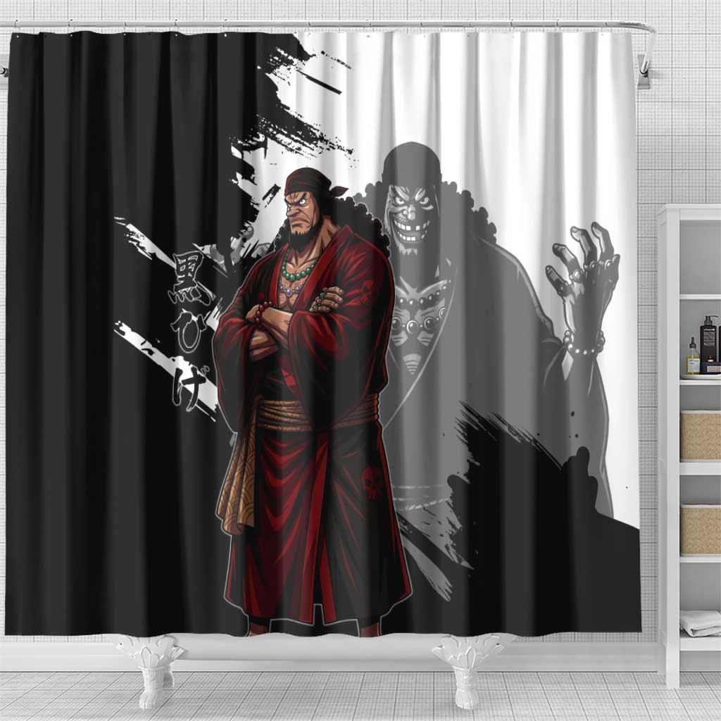 One Piece Blackbeard Shower Curtain Dark Emperor Ink Splash Graphic
