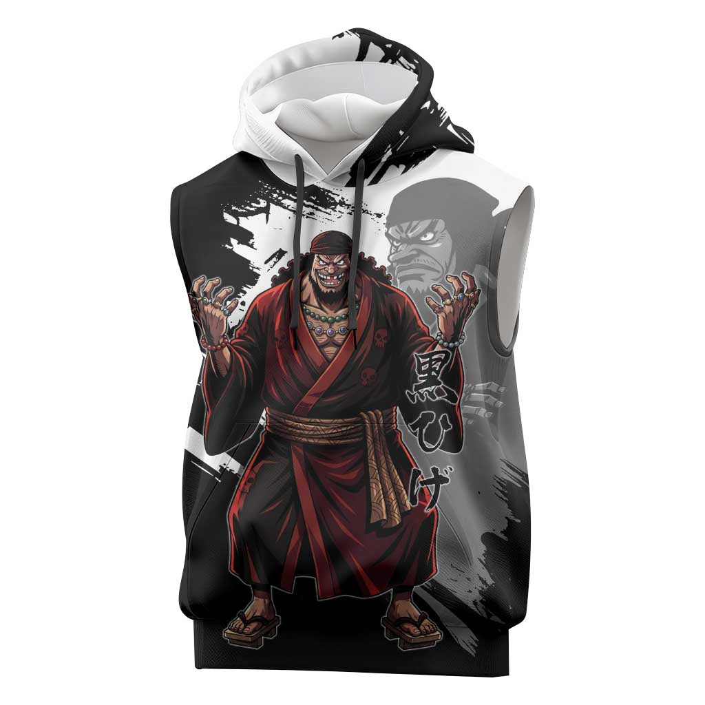 One Piece Blackbeard Sleeveless Hoodie Dark Emperor Ink Splash Graphic