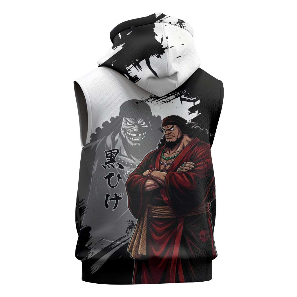 One Piece Blackbeard Sleeveless Hoodie Dark Emperor Ink Splash Graphic