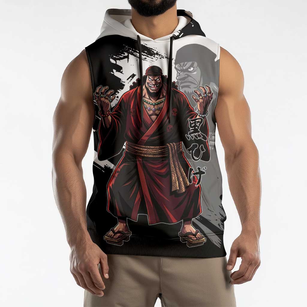 One Piece Blackbeard Sleeveless Hoodie Dark Emperor Ink Splash Graphic