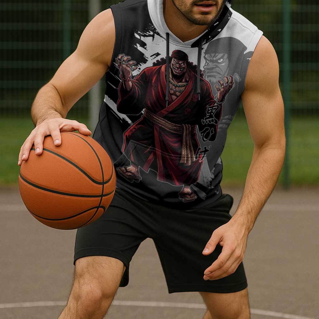 One Piece Blackbeard Sleeveless Hoodie Dark Emperor Ink Splash Graphic